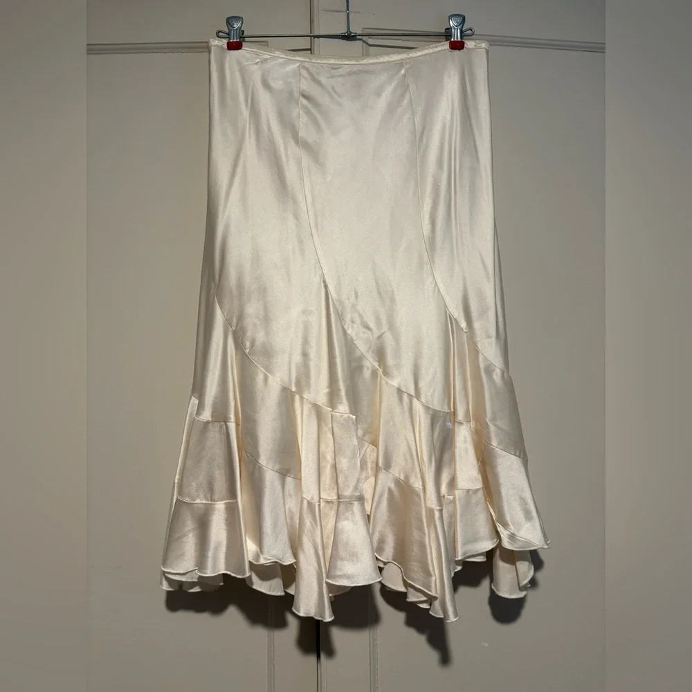 Margaret O'Leary Silk Cream Midi Skirt - Picture 2 of 4
